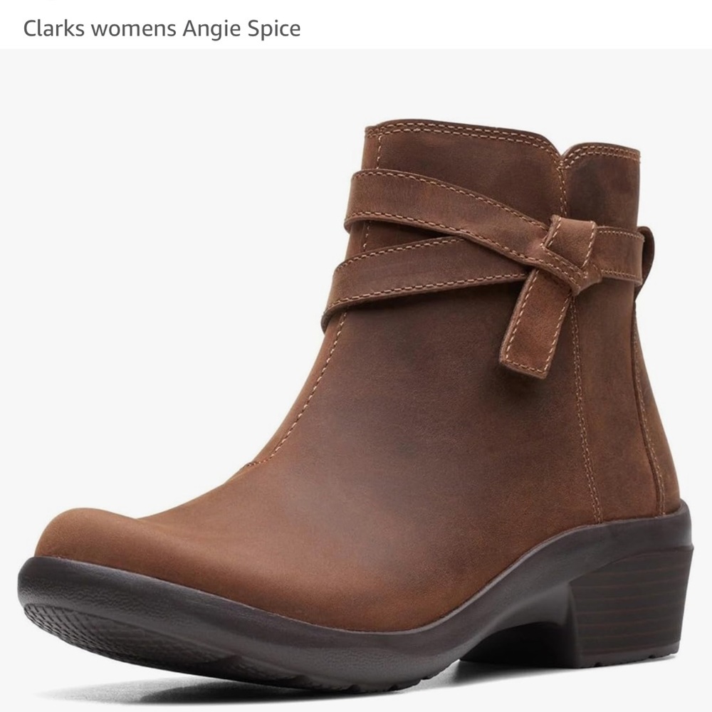 NWT Clarks Angie Spice Dark Tan Leather boots NWOB